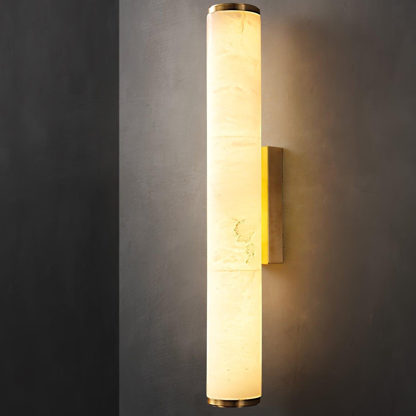 Kristy Alabaster  Vertical Cylindrical Wall Lamp