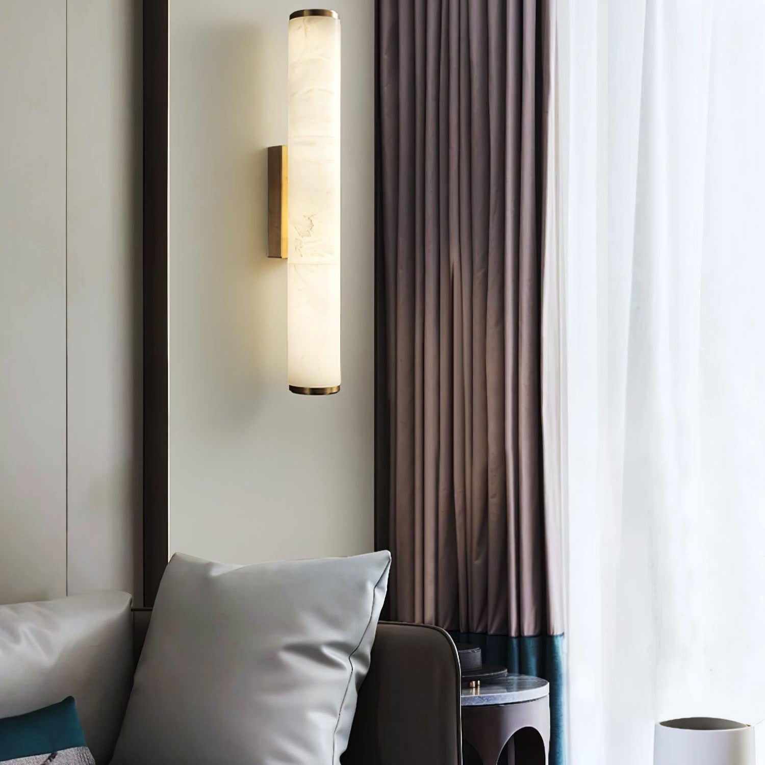 Kristy Alabaster  Vertical Cylindrical Wall Lamp