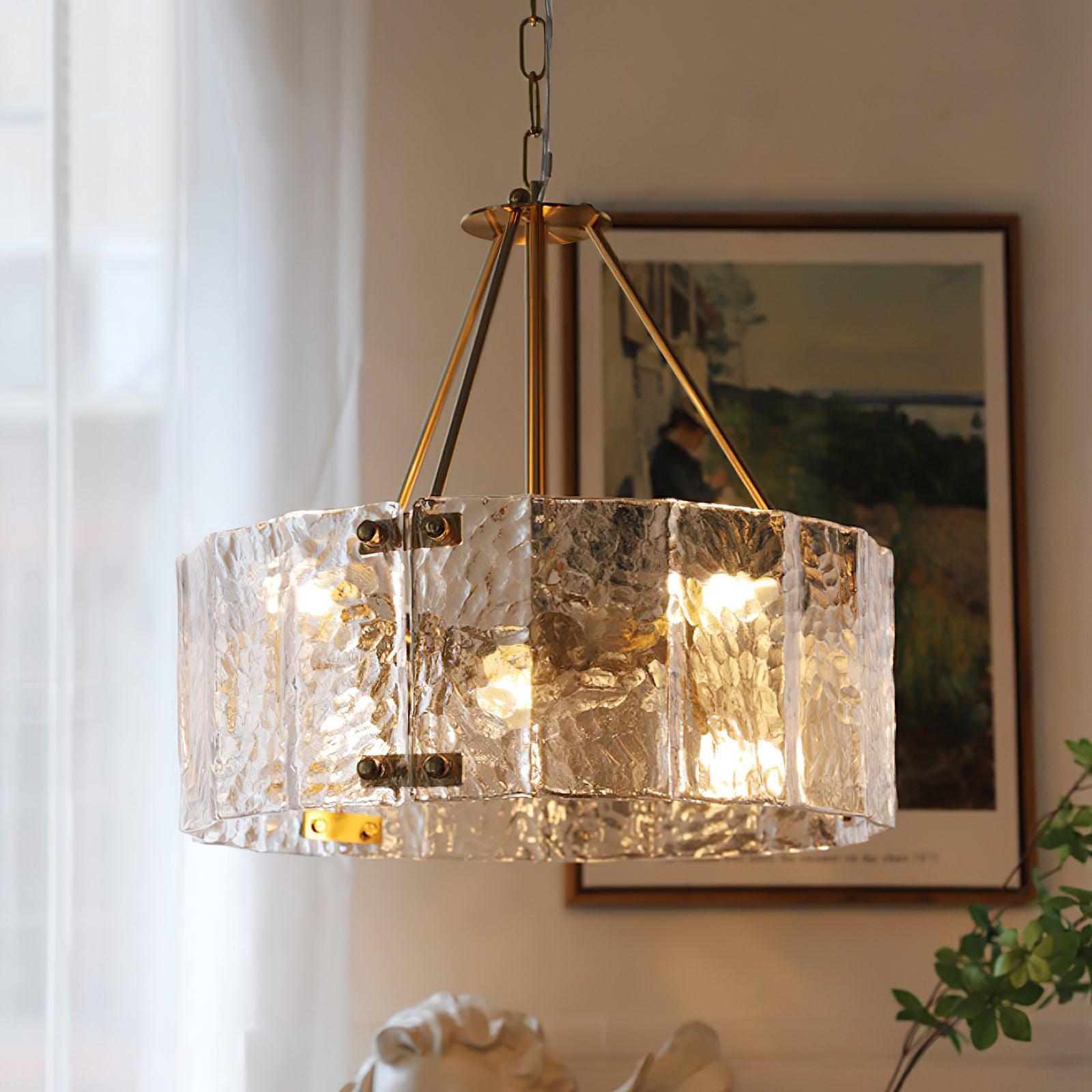 Lustra Chandelier Calvert Clear Textured Glass-Neutral Decor