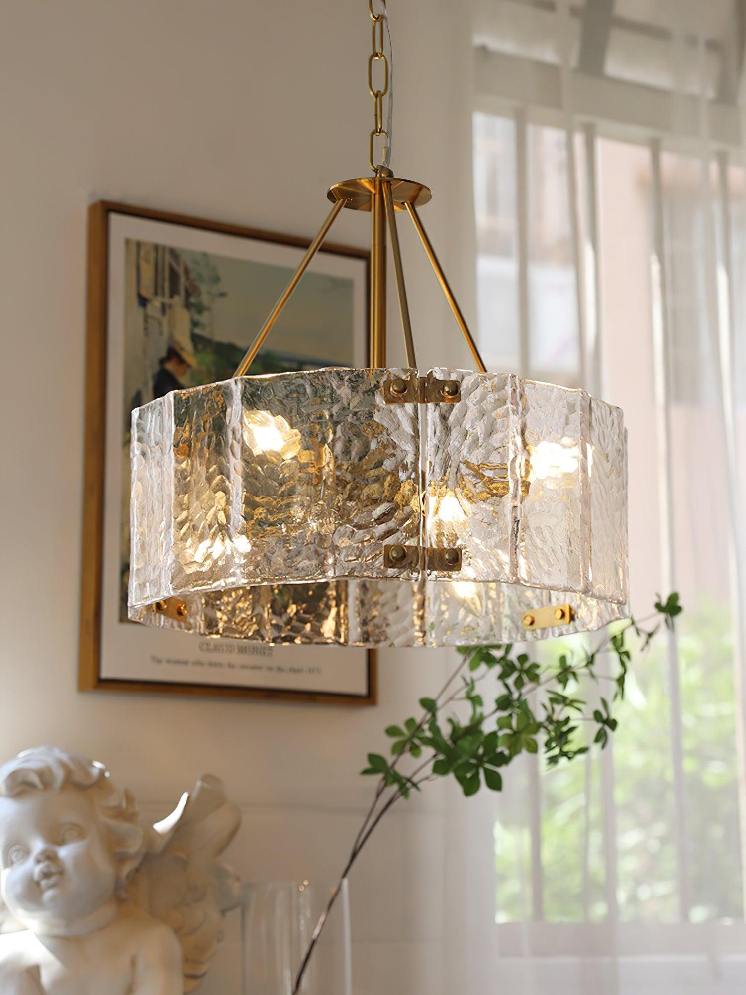 Lustra Chandelier Calvert Clear Textured Glass-Neutral Decor