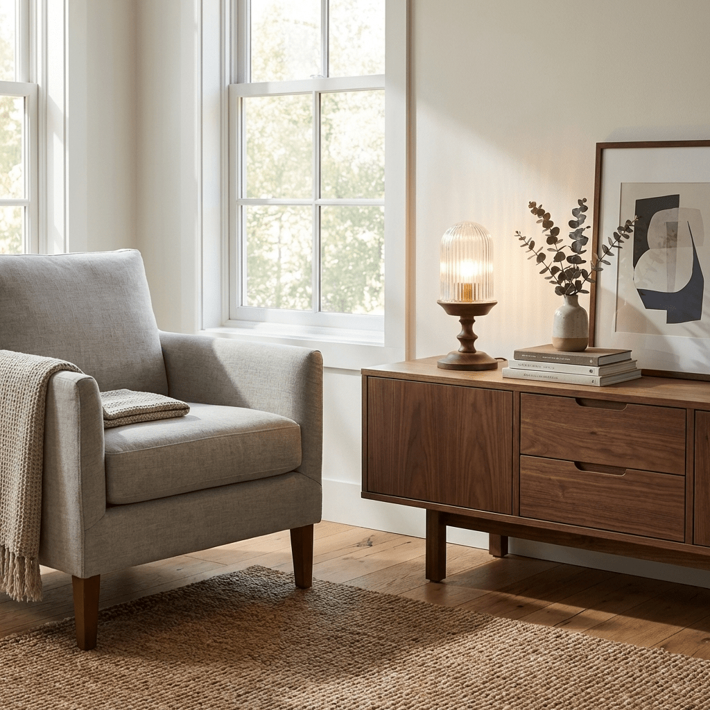 Calyra Ribbed Table Lamp-Neutral Decor