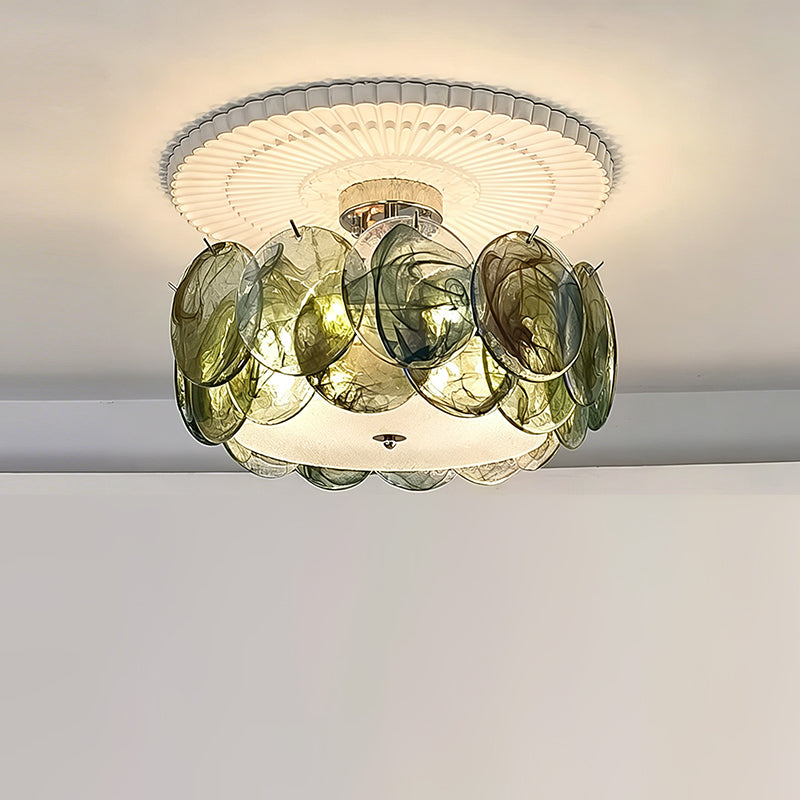 Front view of the pink Camden Glass Ceiling Mount.