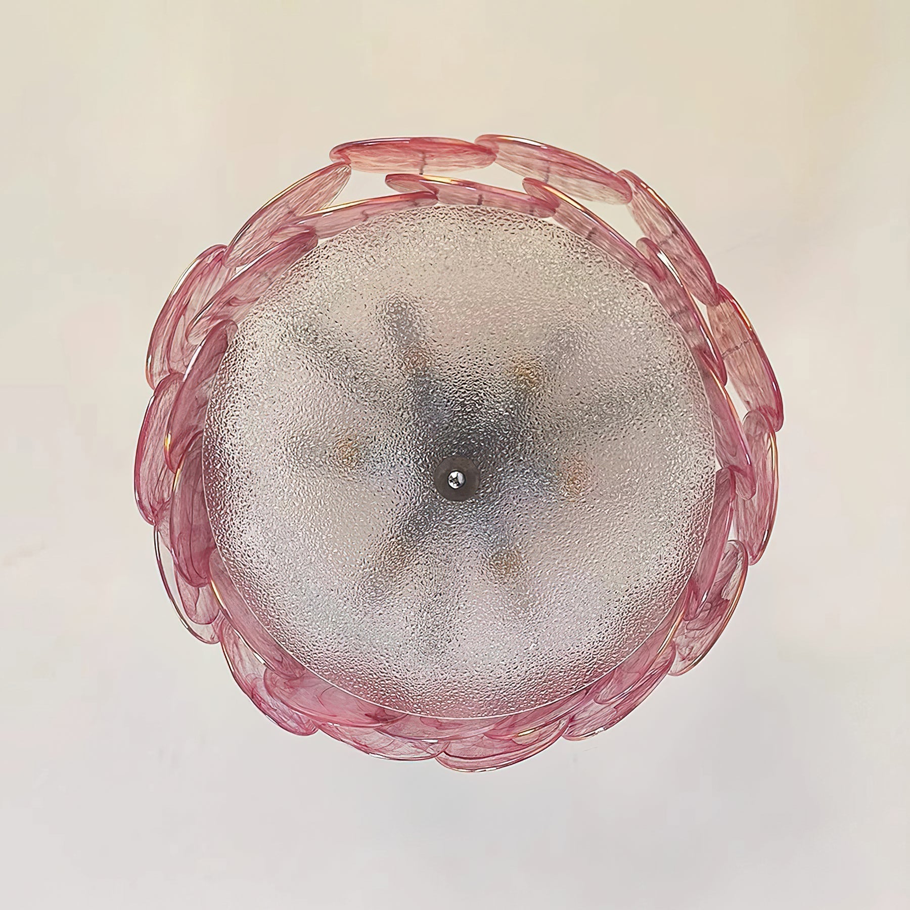 Detailed texture of the hand-struck glass discs.