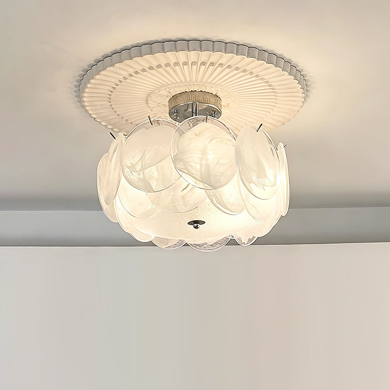 Lifestyle image of the Camden Glass Ceiling Mount in a modern home.