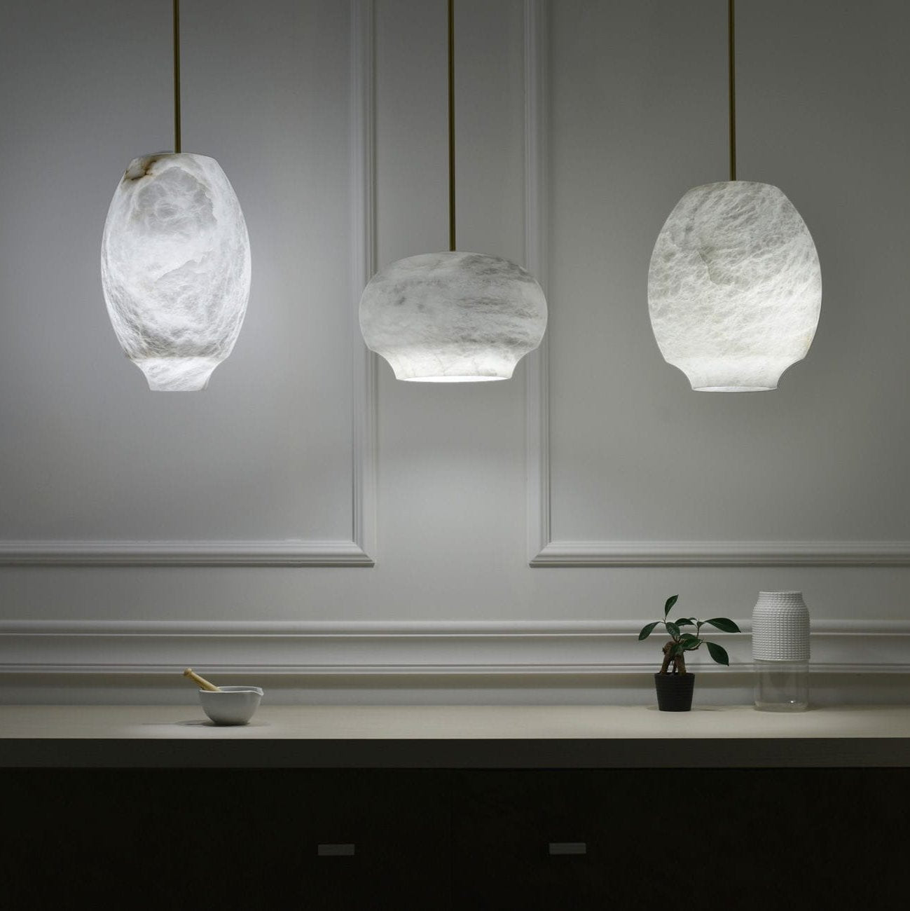 Thalia Minimalist Alabaster Pendant Light-Neutral Decor