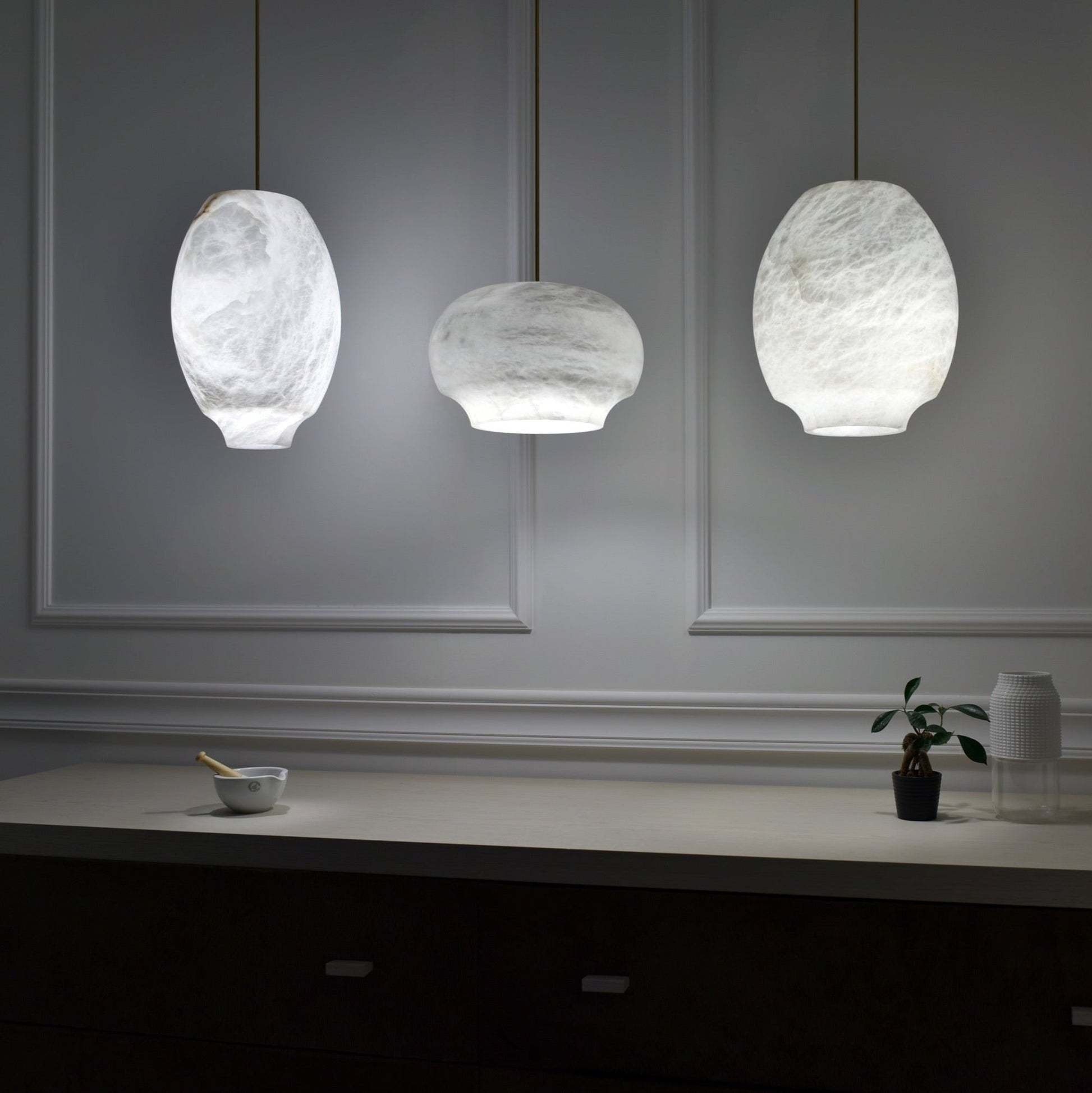 Thalia Minimalist Alabaster Pendant Light-Neutral Decor