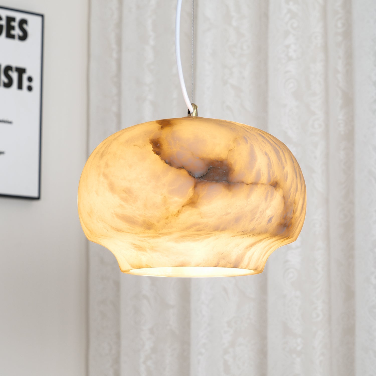 Thalia Minimalist Alabaster Pendant Light-Neutral Decor