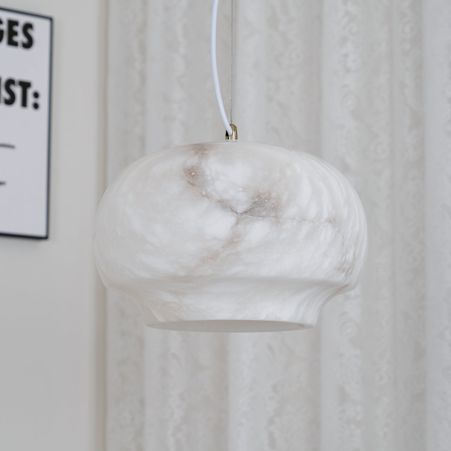 Thalia Minimalist Alabaster Pendant Light-Neutral Decor