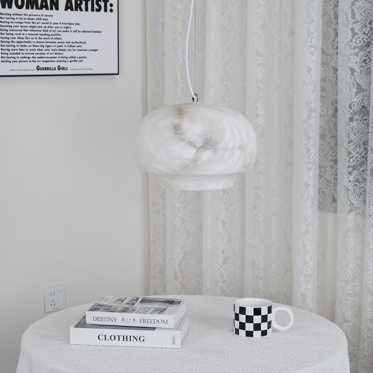 Thalia Minimalist Alabaster Pendant Light-Neutral Decor