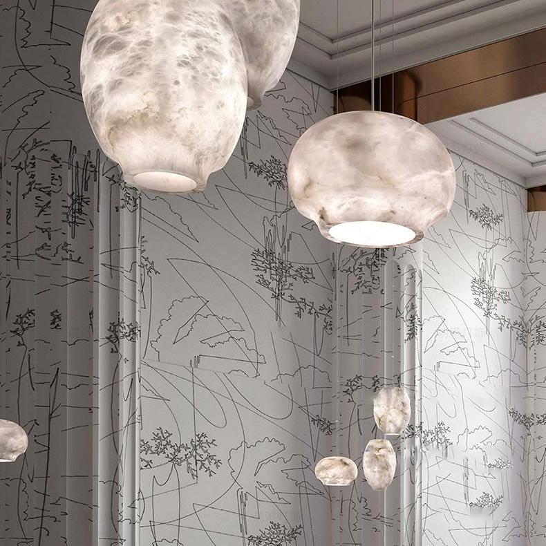 Thalia Minimalist Alabaster Pendant Light-Neutral Decor