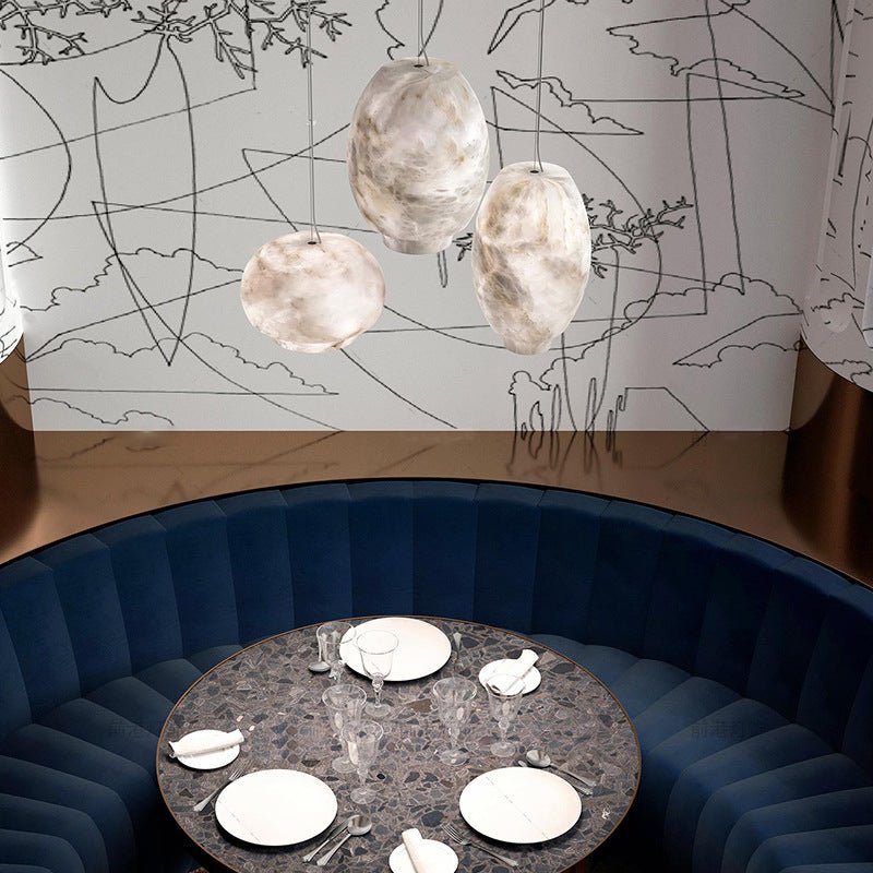 Thalia Minimalist Alabaster Pendant Light-Neutral Decor