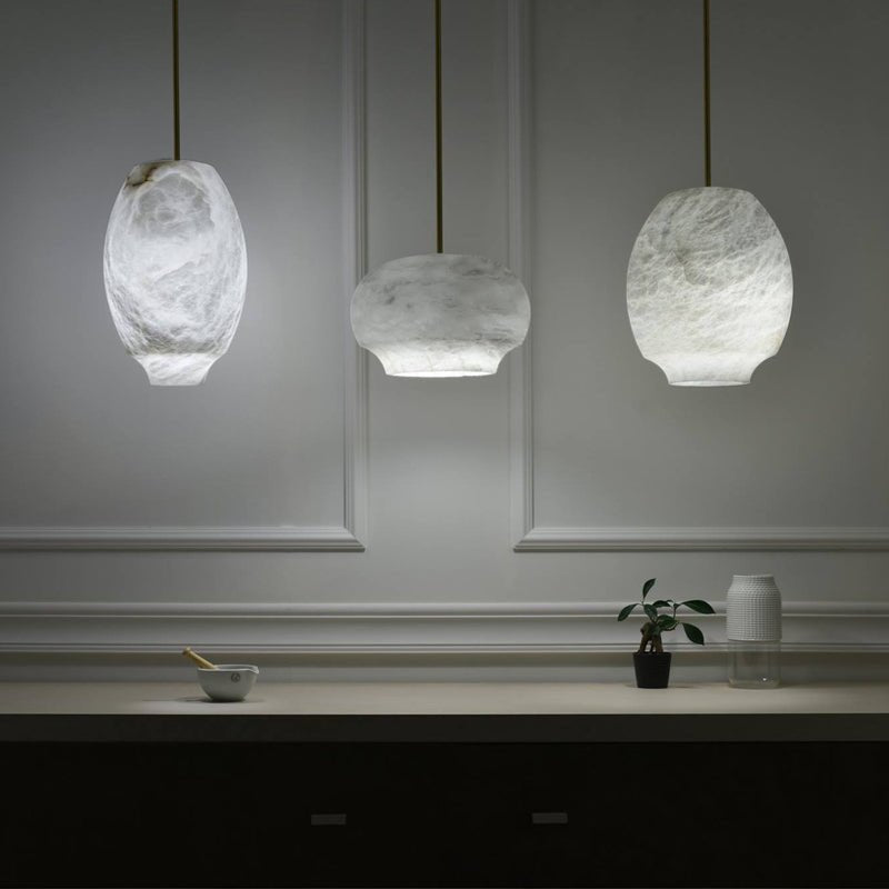 Thalia Minimalist Alabaster Pendant Light-Neutral Decor