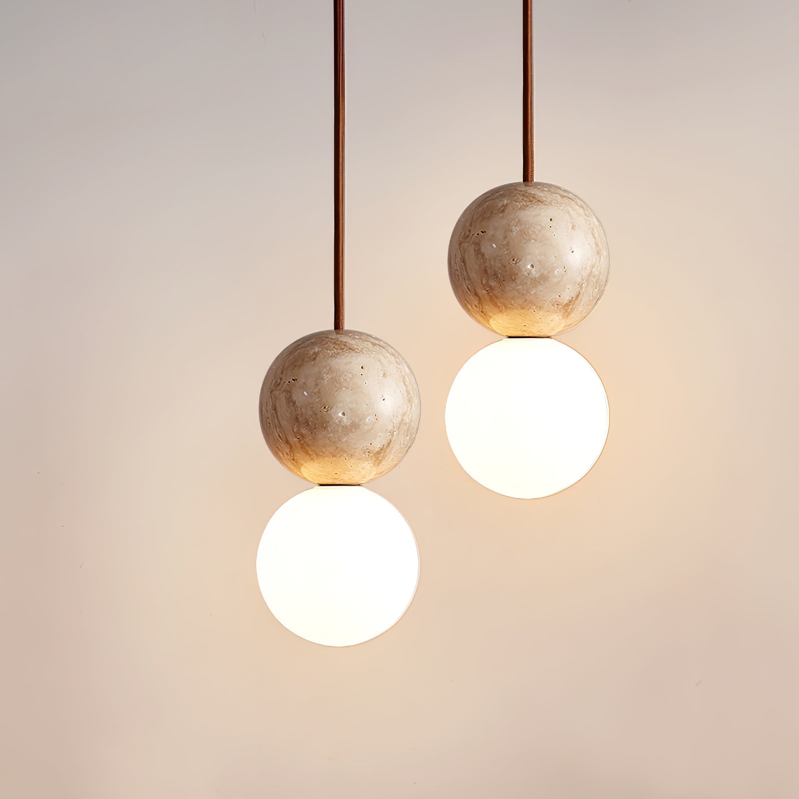 Luna Travertine Pendant Light-Neutral Decor