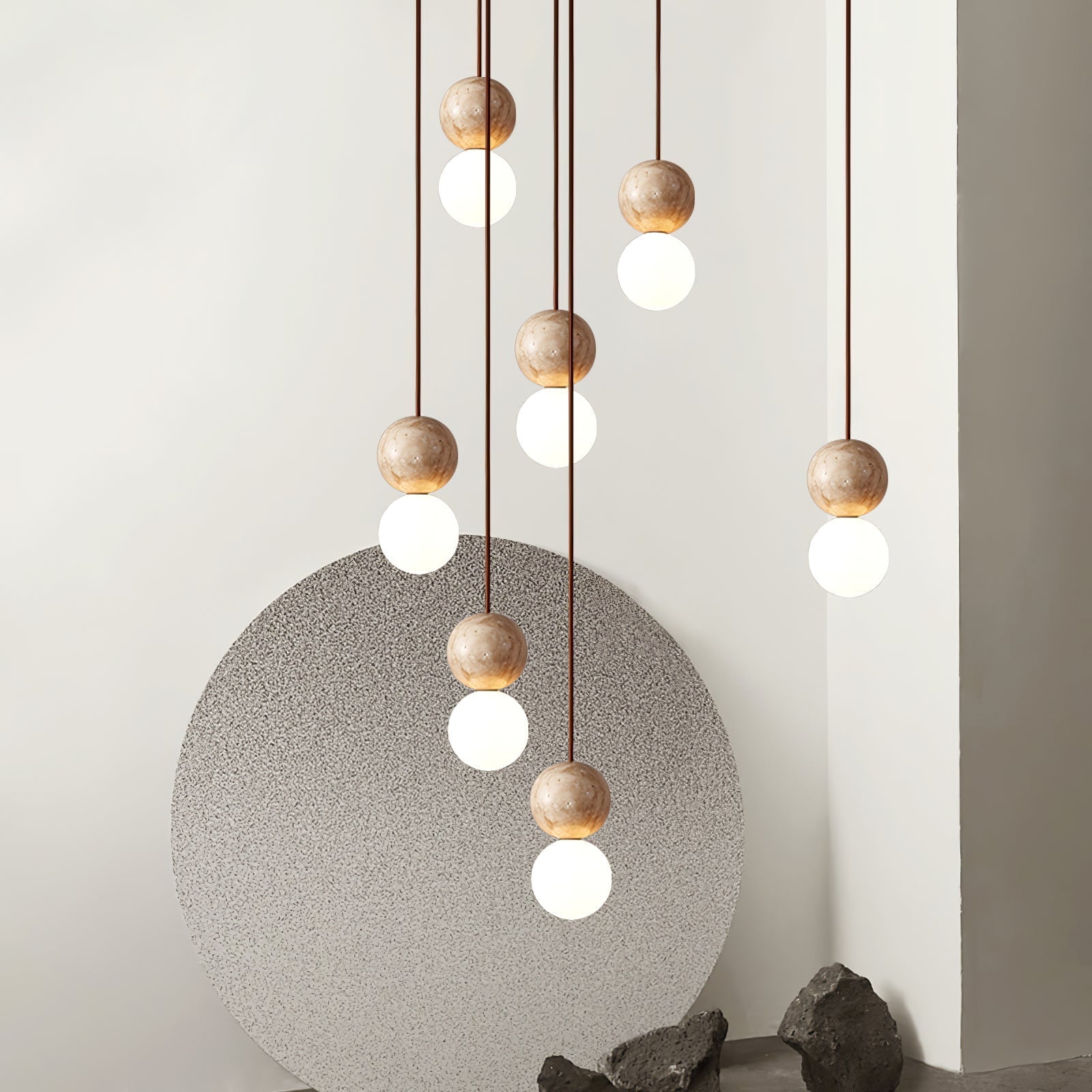 Luna Travertine Pendant Light-Neutral Decor