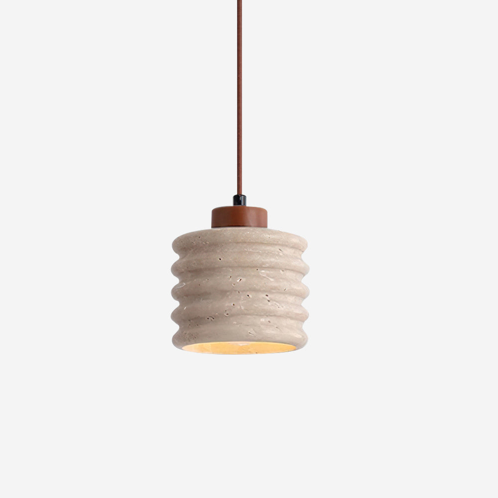 Ritta Pendant Light Travertine Ripple Shade  Wabi-Sabi