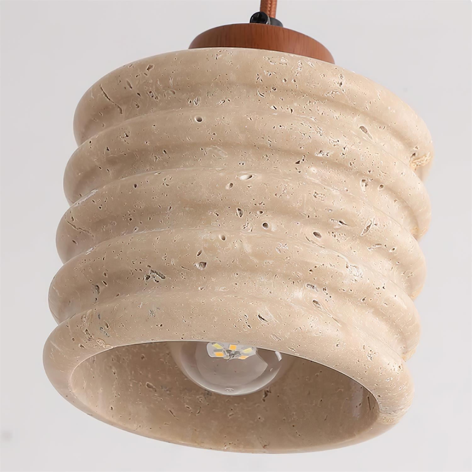 Ritta Pendant Light Travertine Ripple Shade  Wabi-Sabi