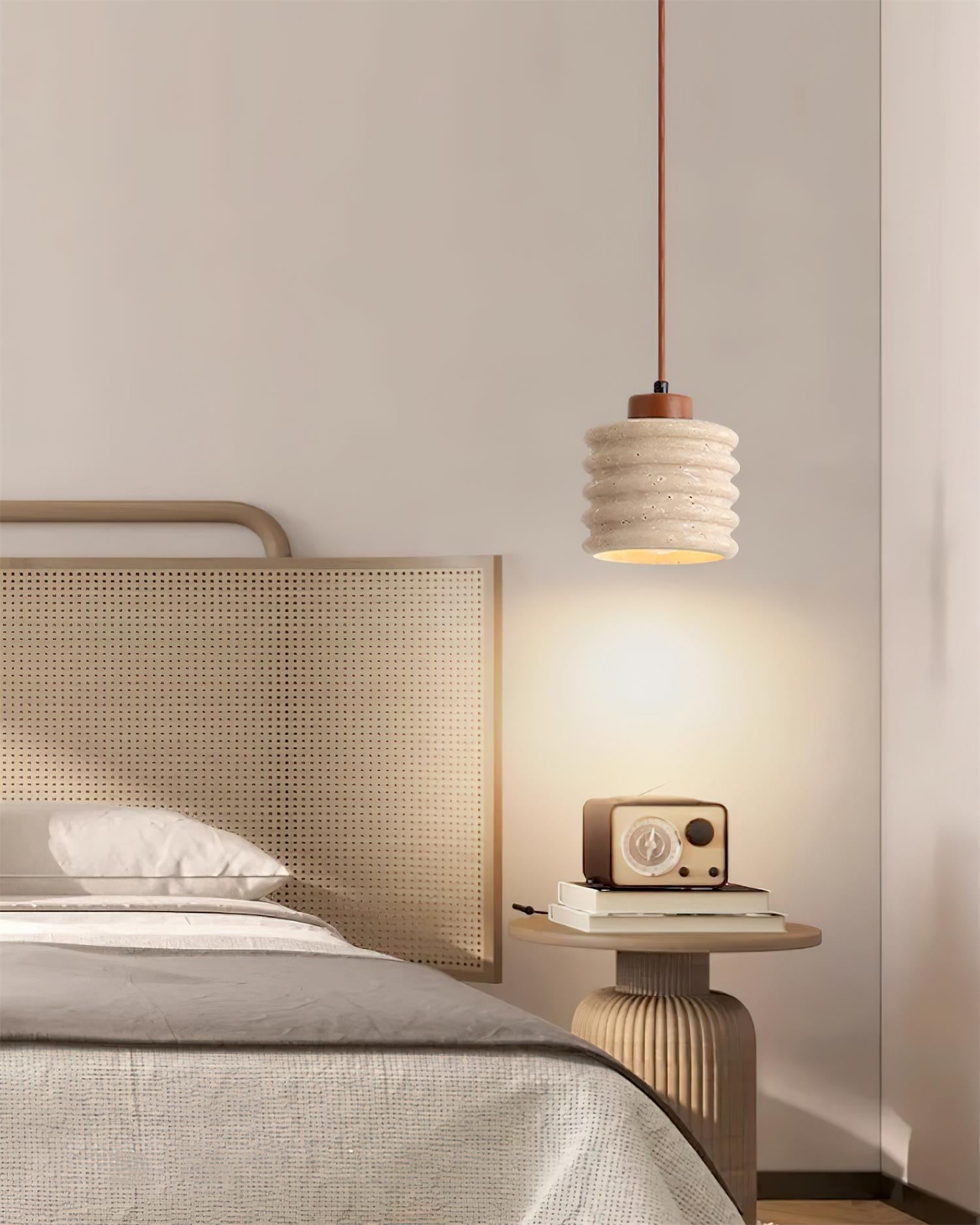 Ritta Pendant Light Travertine Ripple Shade  Wabi-Sabi