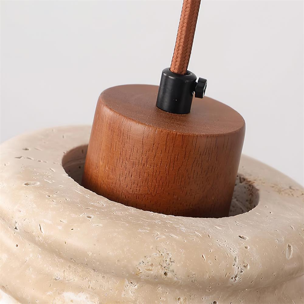 Ritta Pendant Light Travertine Ripple Shade  Wabi-Sabi
