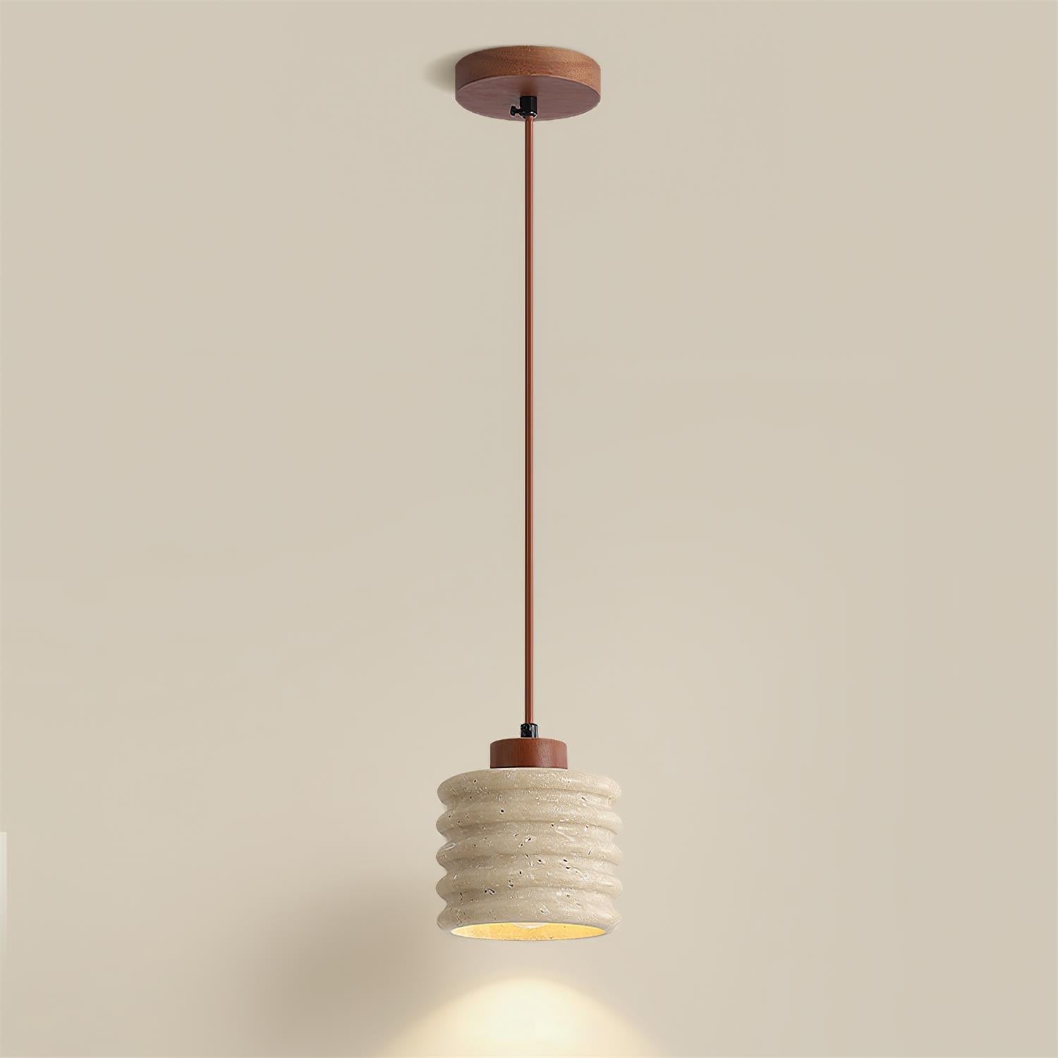 Ritta Pendant Light Travertine Ripple Shade  Wabi-Sabi