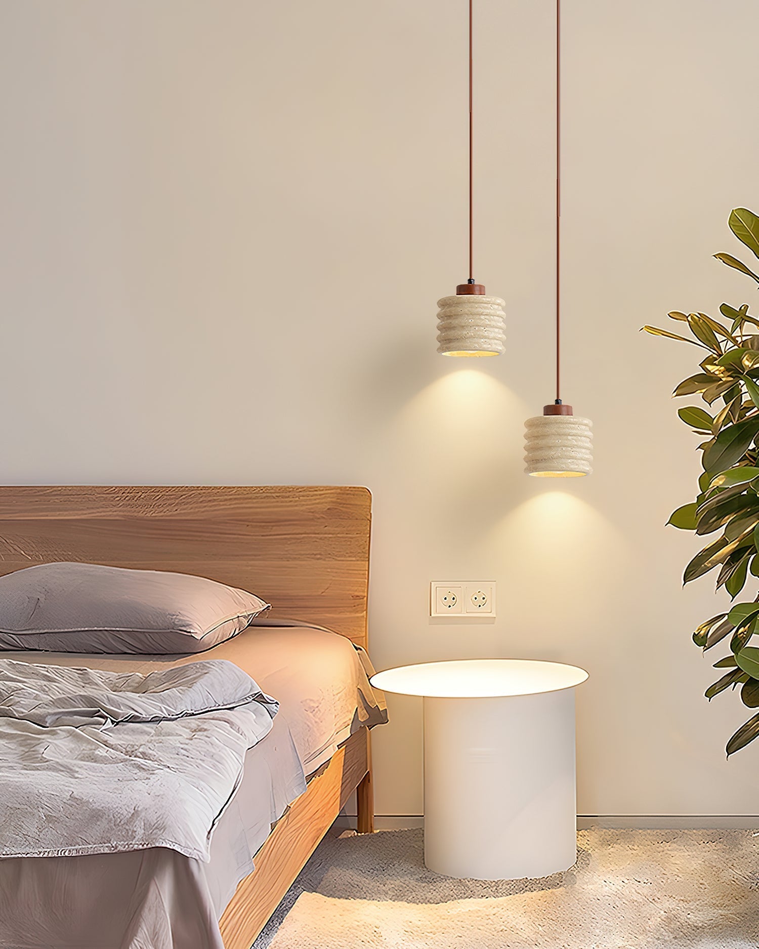 Ritta Pendant Light Travertine Ripple Shade  Wabi-Sabi
