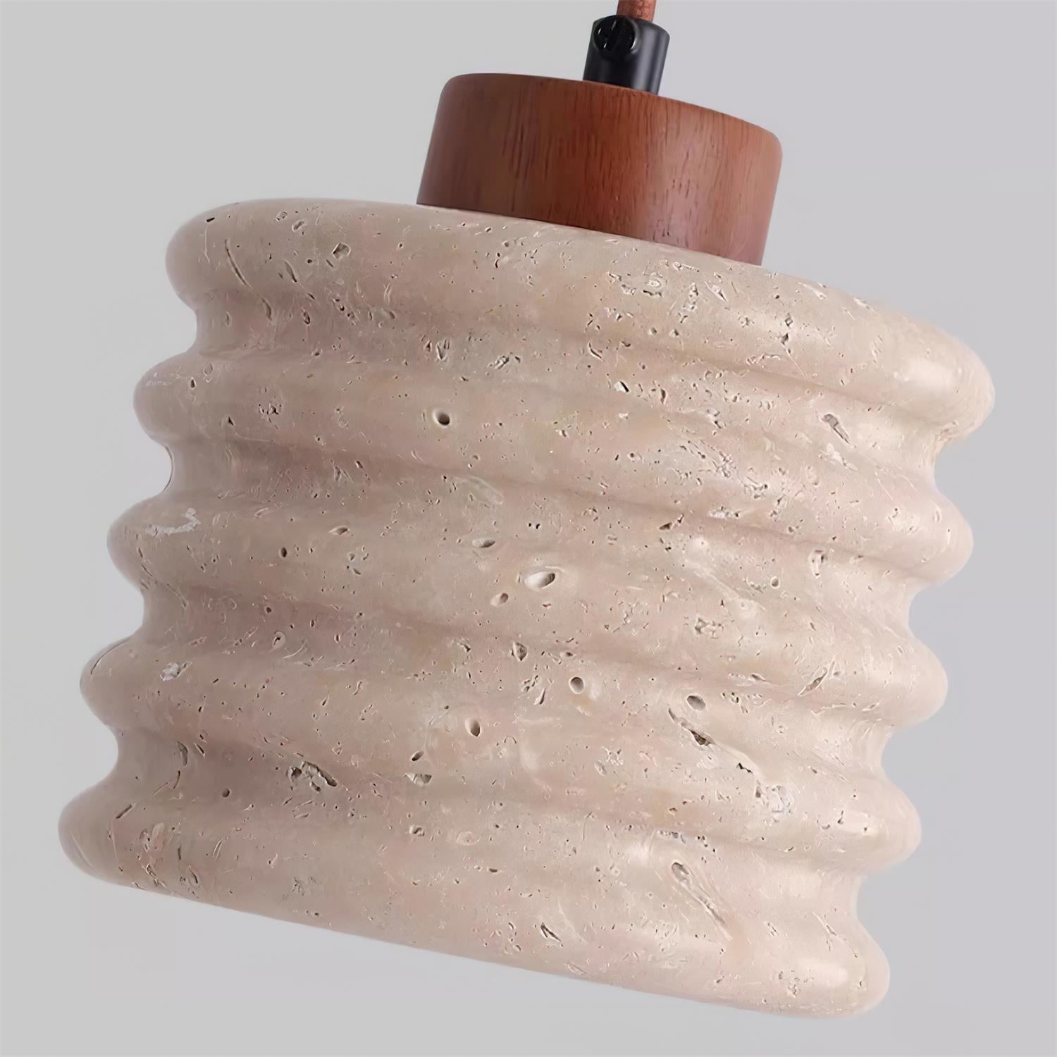 Ritta Pendant Light Travertine Ripple Shade  Wabi-Sabi