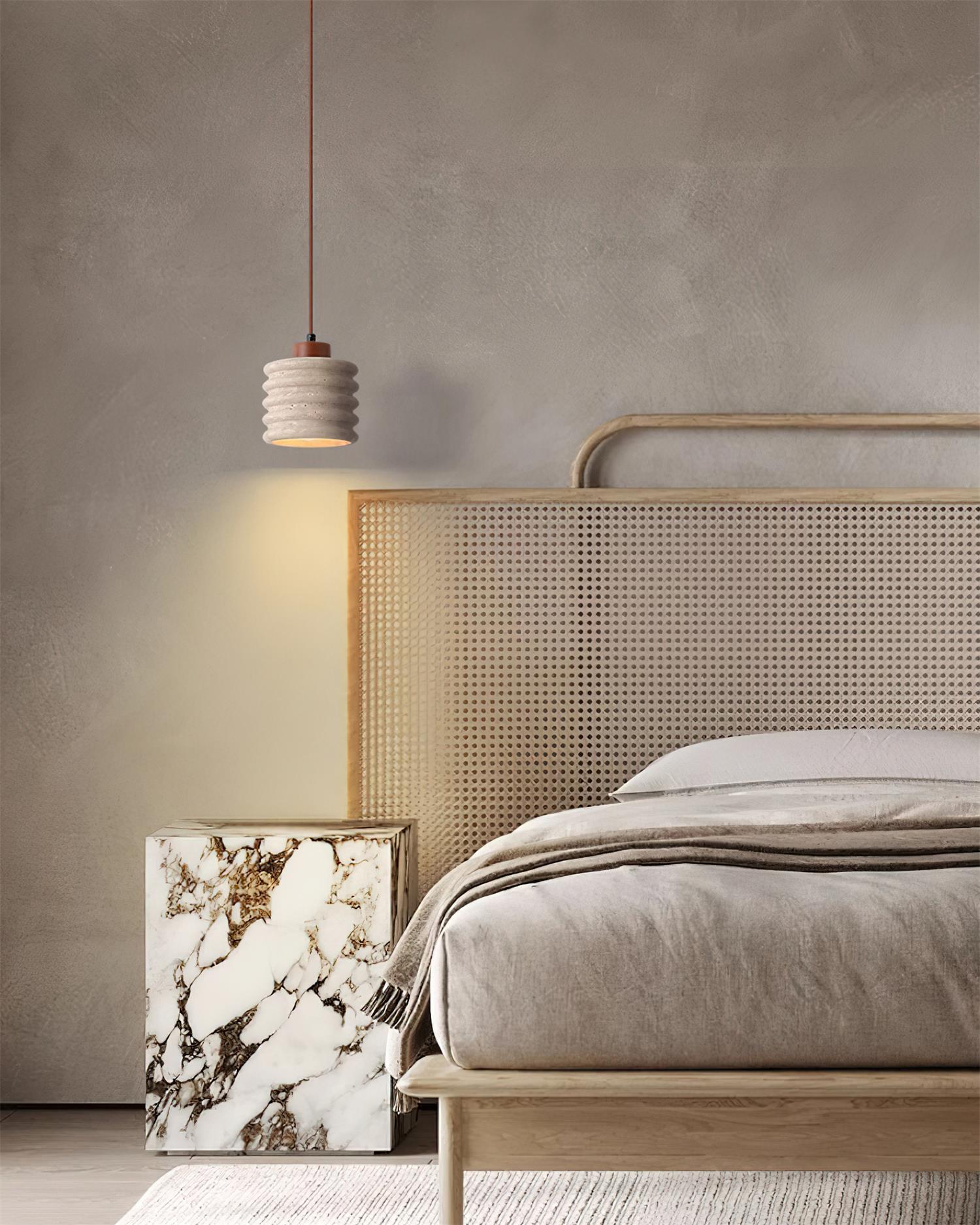Ritta Pendant Light Travertine Ripple Shade  Wabi-Sabi
