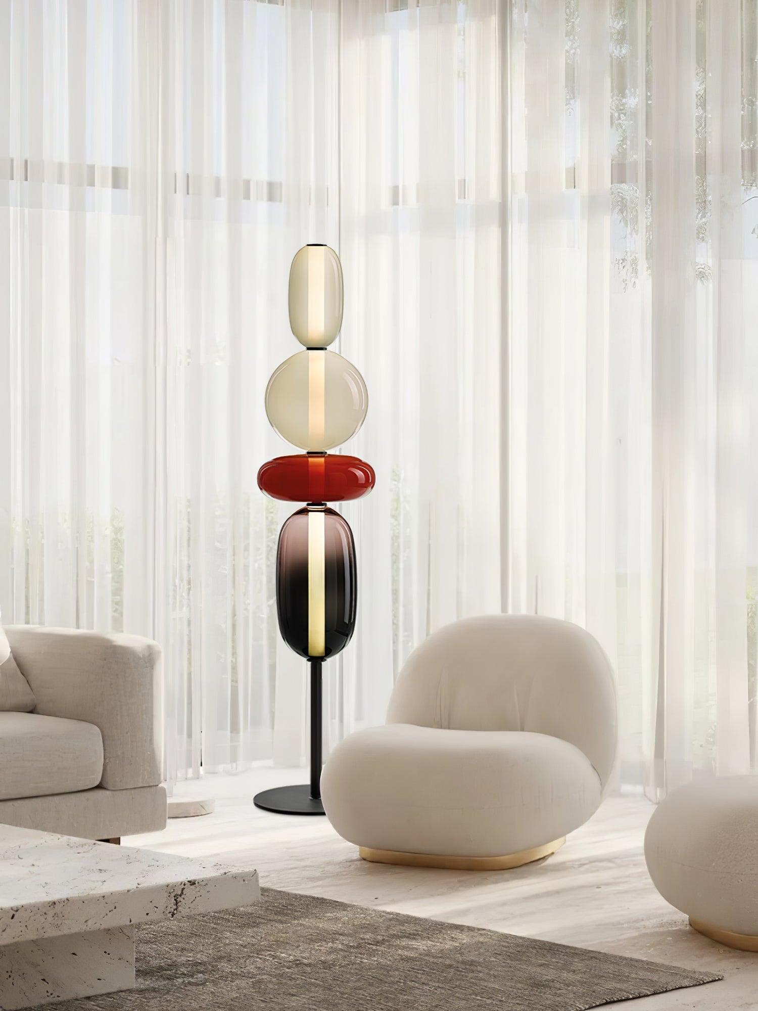 Ririxy Floor Light Candiedplayful Glass-Neutral Decor