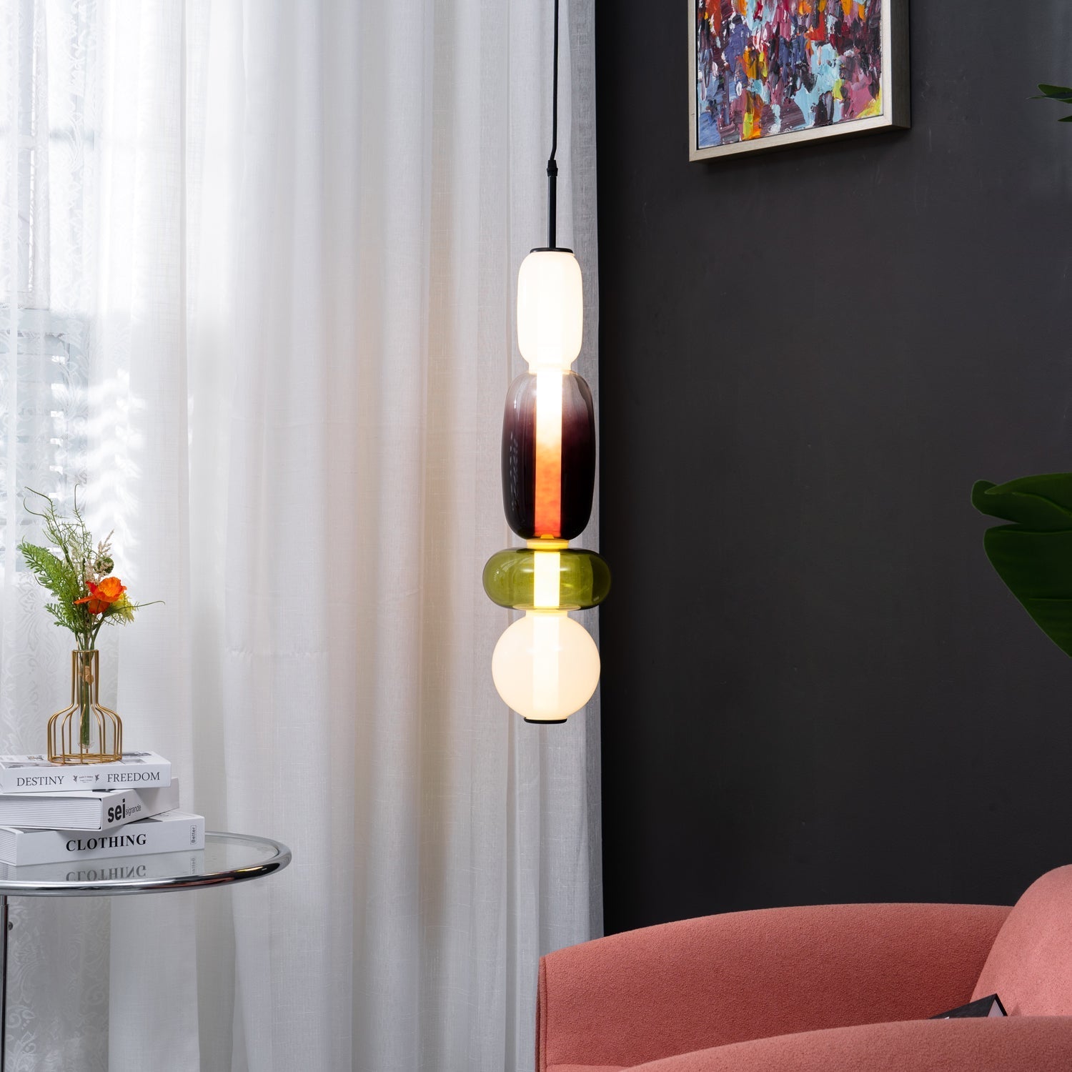 Orba Candied Glass Pendant Light-Neutral Decor