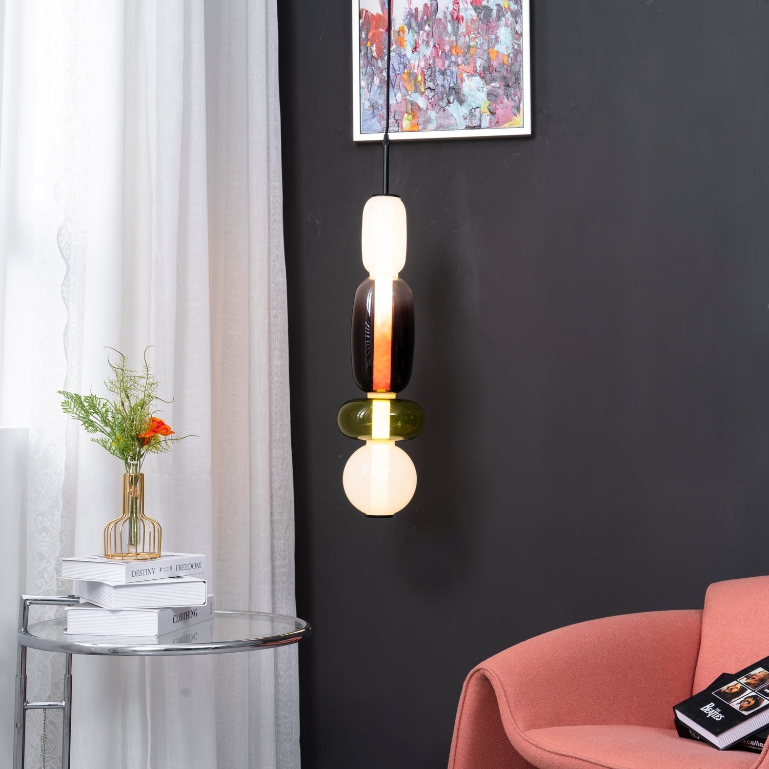 Orba Candied Glass Pendant Light-Neutral Decor