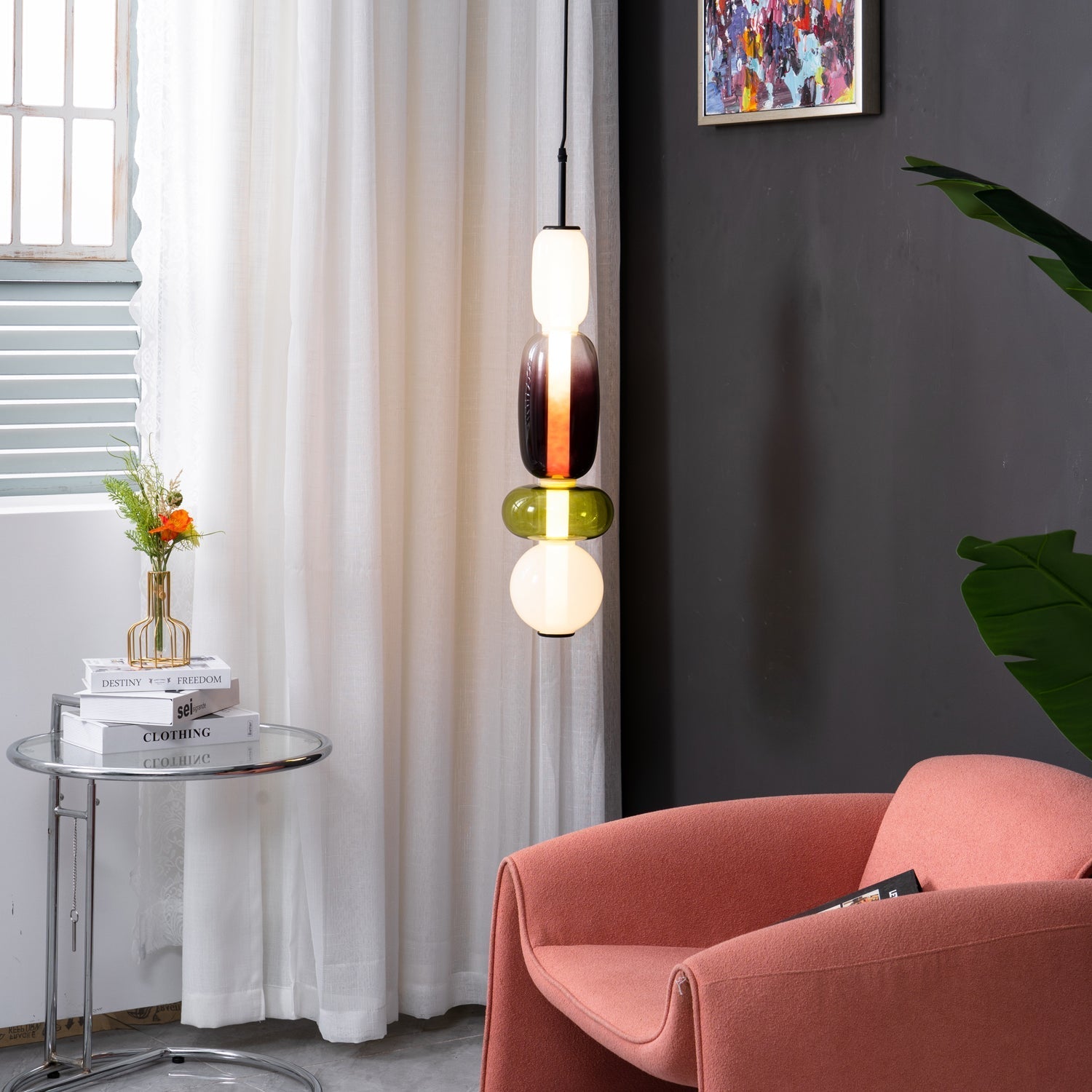 Orba Candied Glass Pendant Light-Neutral Decor