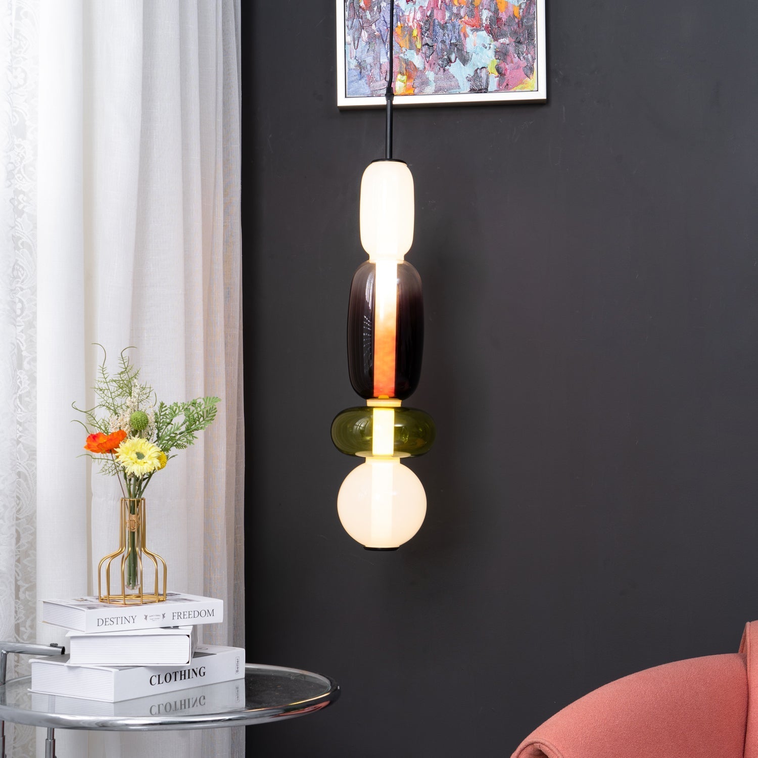 Orba Candied Glass Pendant Light-Neutral Decor