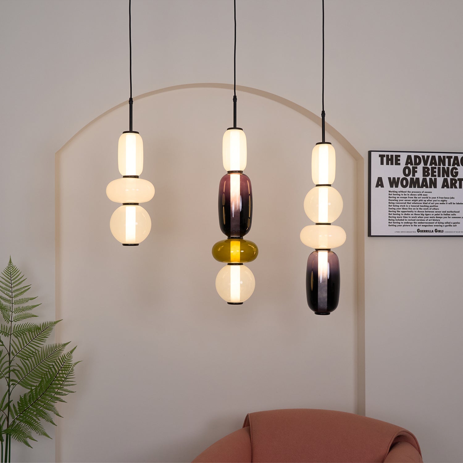 Orba Candied Glass Pendant Light-Neutral Decor