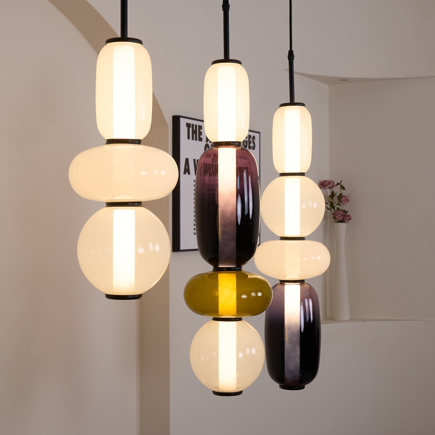 Orba Candied Glass Pendant Light-Neutral Decor