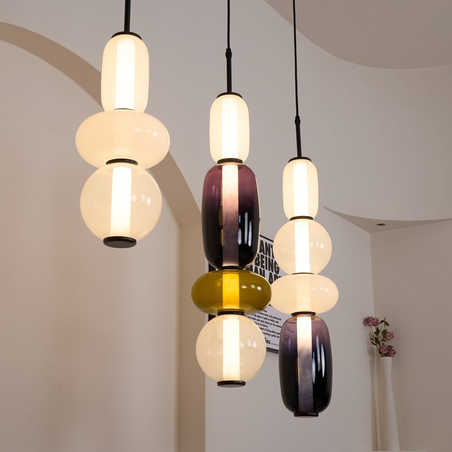 Orba Candied Glass Pendant Light-Neutral Decor