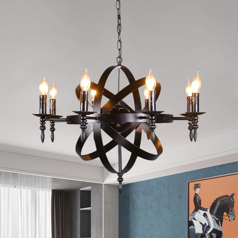 Silva Retro Candle LED Chandelier Metal Glass Black Dining Room - Neutral Decor