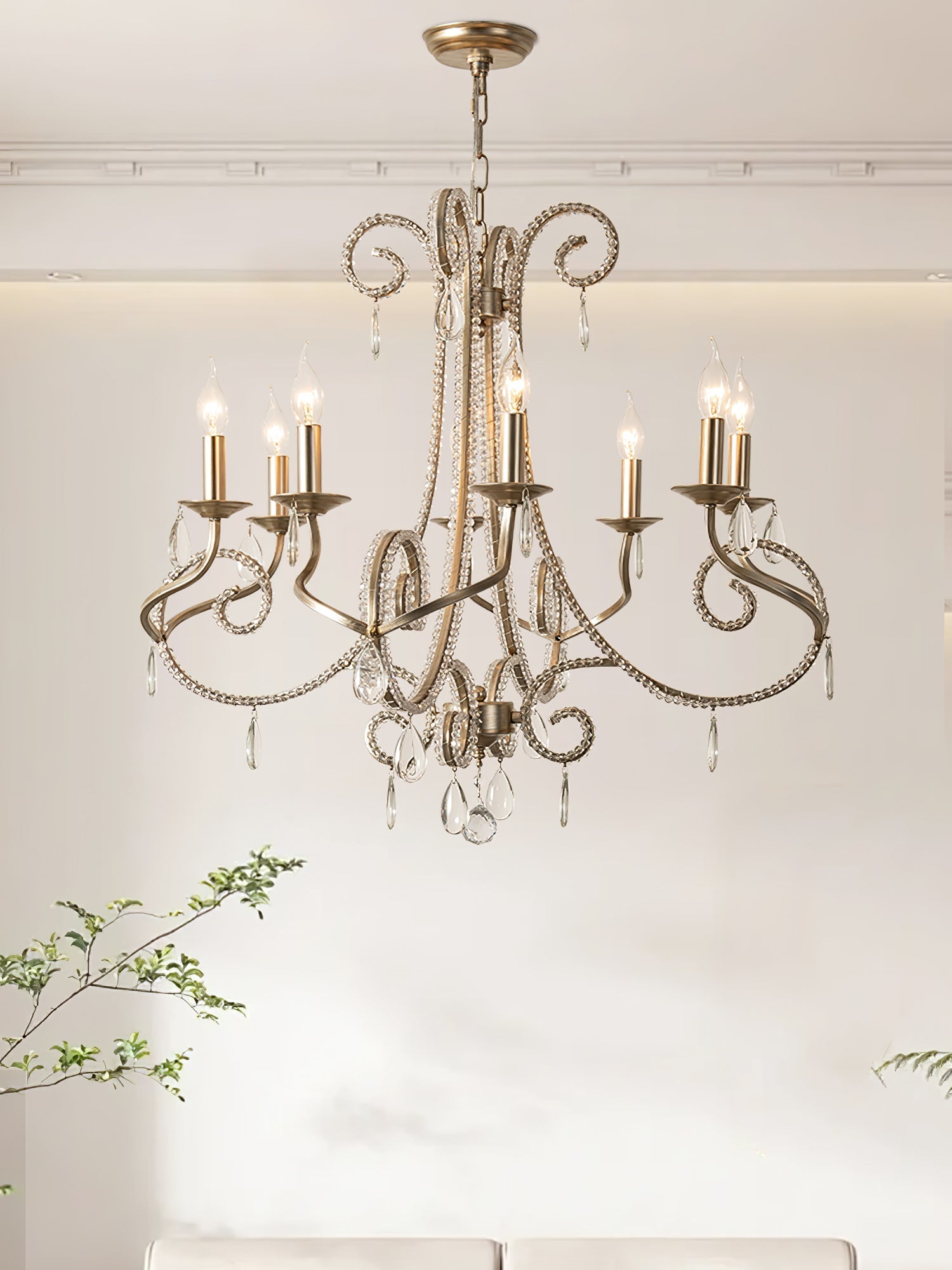 Elysara Crystal Candle Chandelier-Neutral Decor