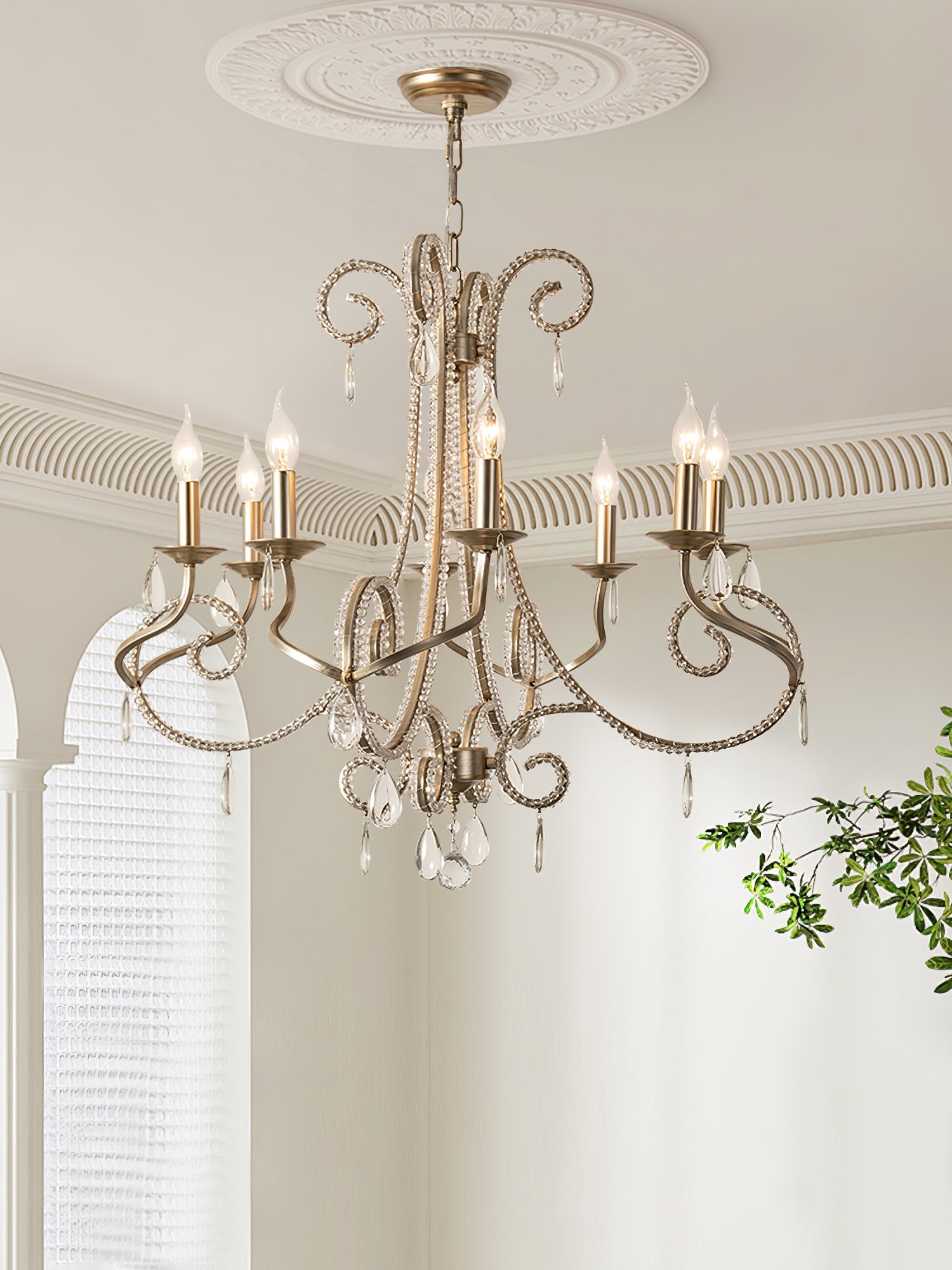 Elysara Crystal Candle Chandelier-Neutral Decor