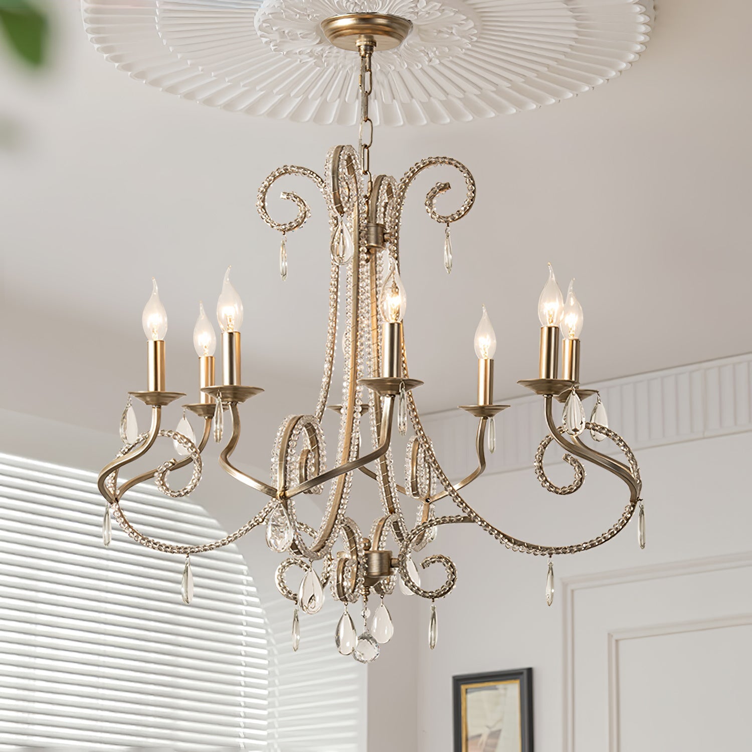 Elysara Crystal Candle Chandelier-Neutral Decor