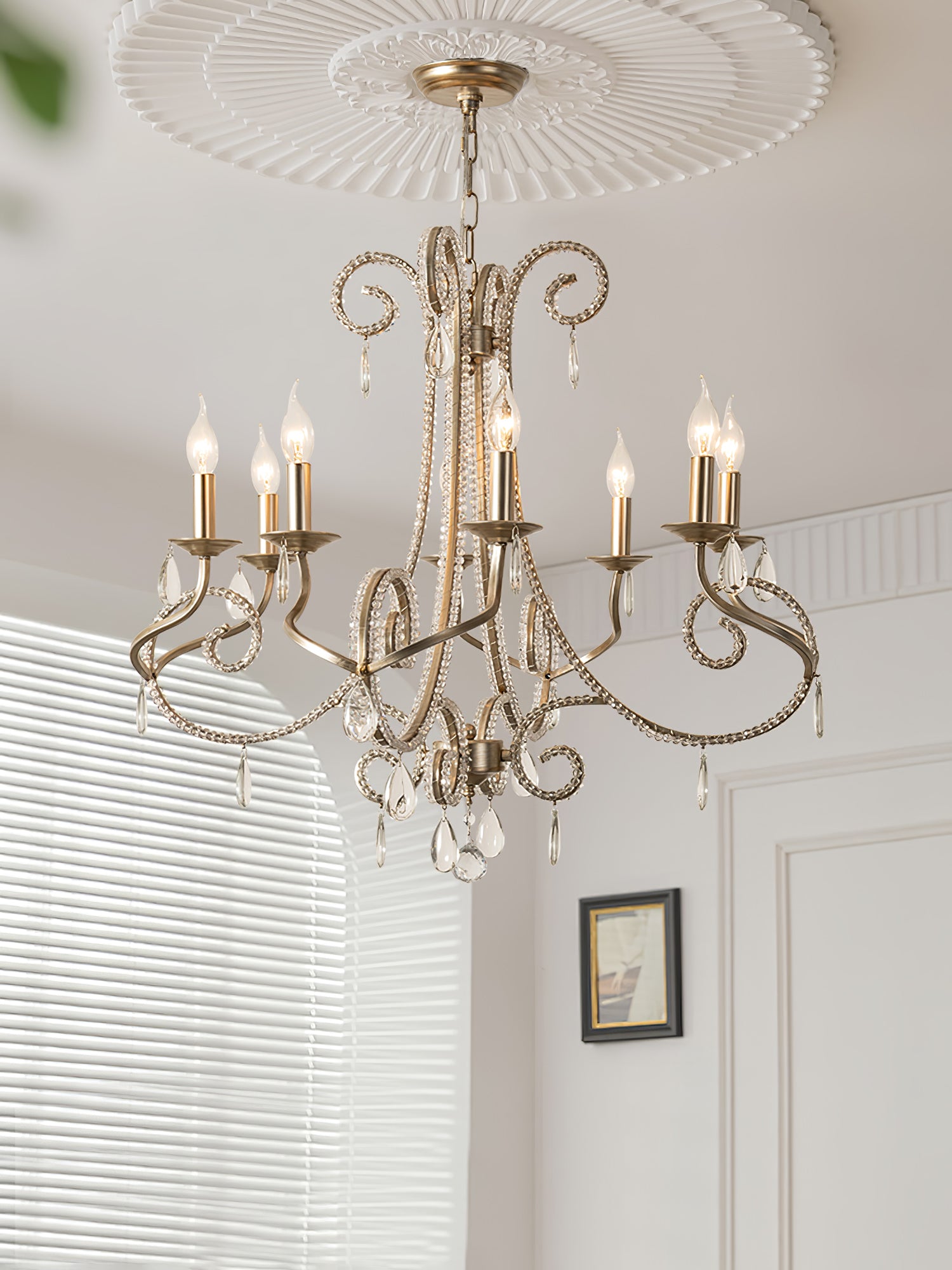 Elysara Crystal Candle Chandelier-Neutral Decor