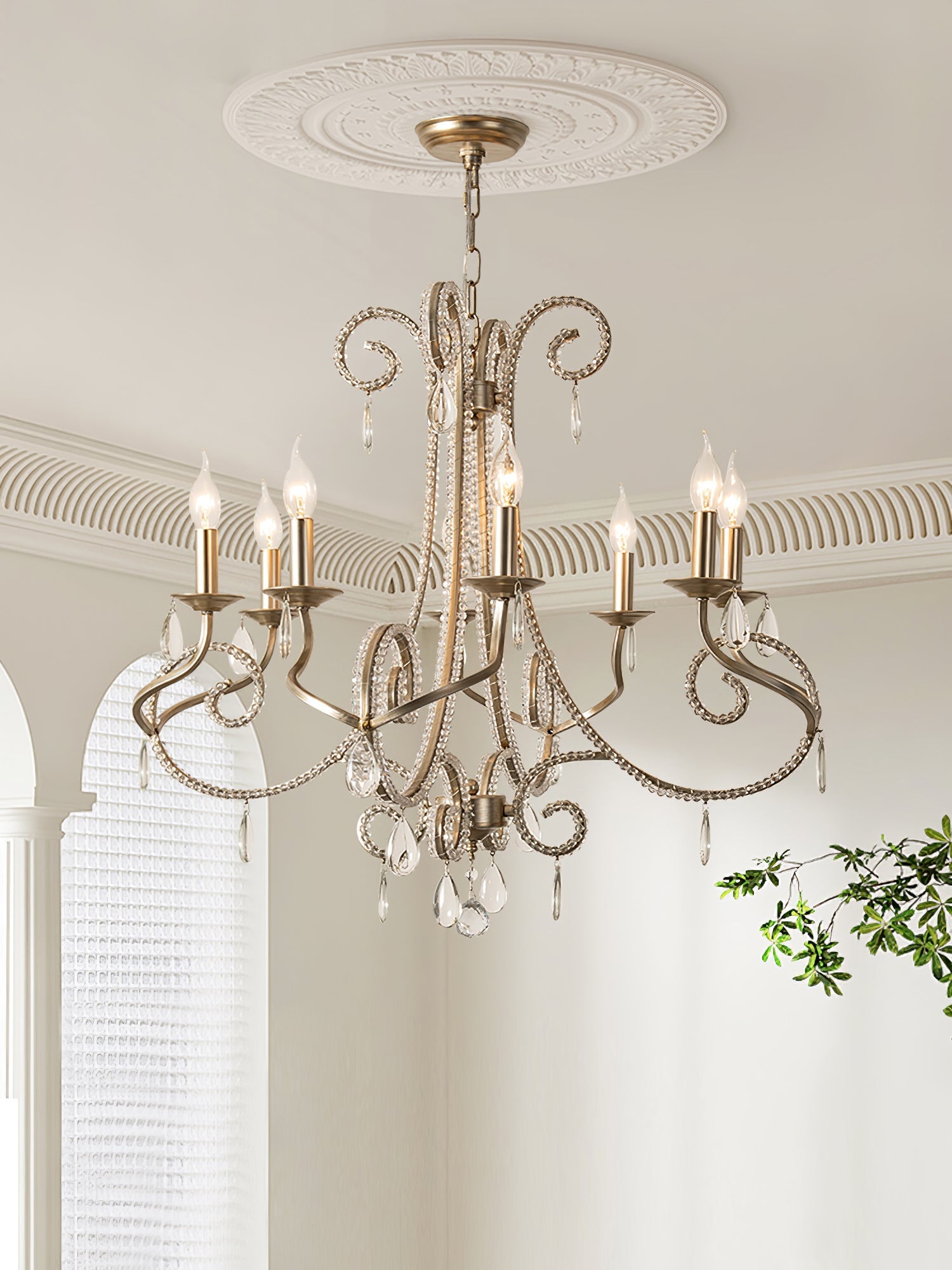 Elysara Crystal Candle Chandelier-Neutral Decor