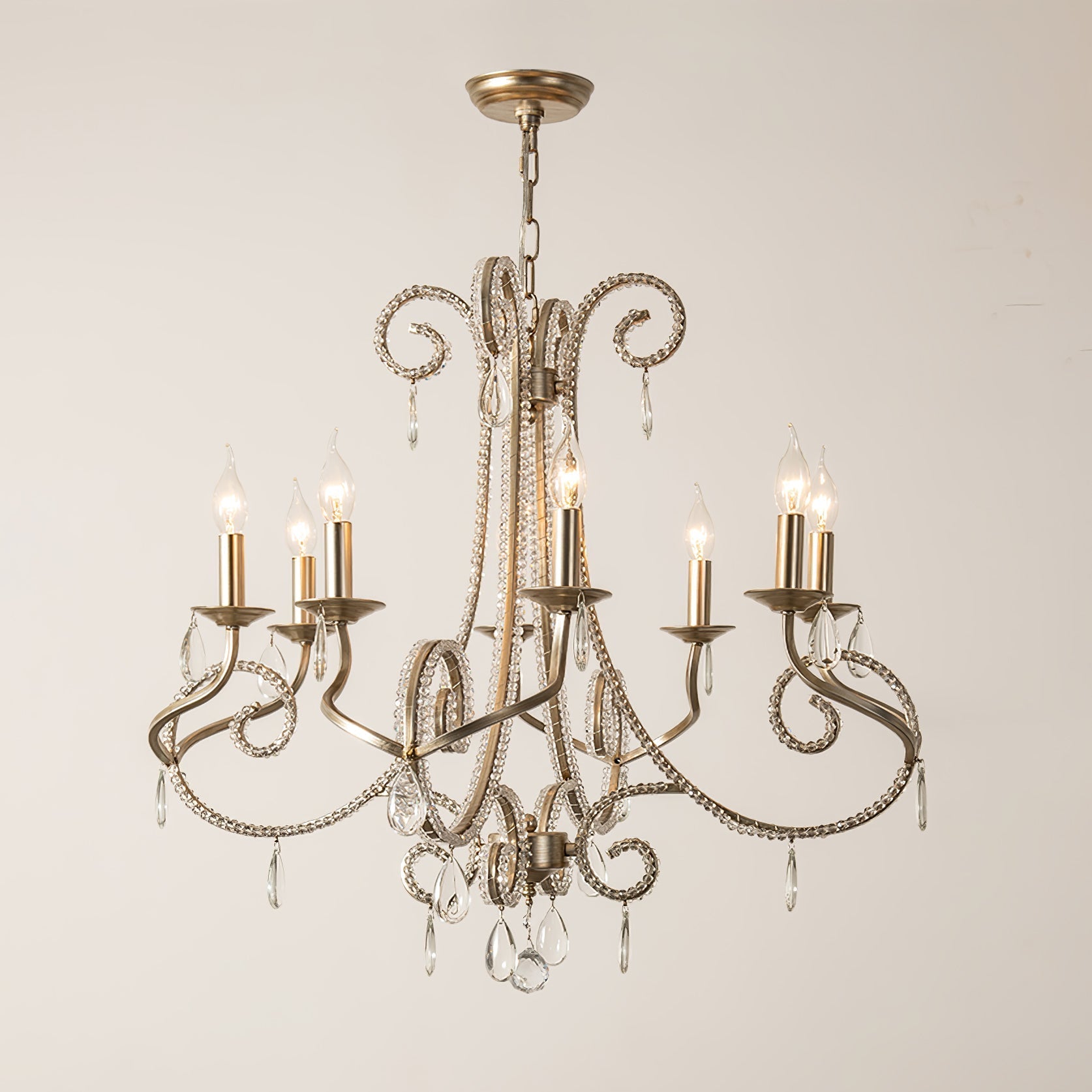 Elysara Crystal Candle Chandelier-Neutral Decor