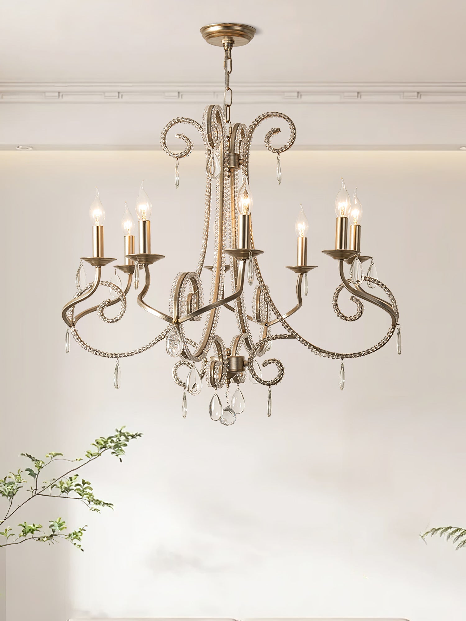 Elysara Crystal Candle Chandelier-Neutral Decor