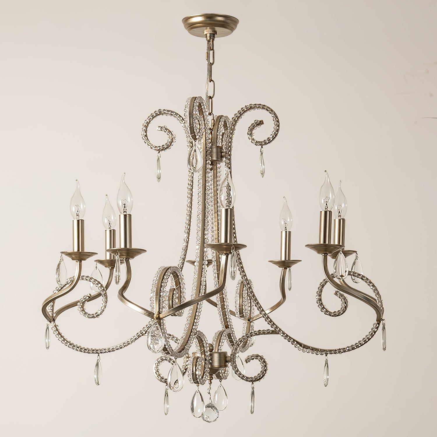 Elysara Crystal Candle Chandelier-Neutral Decor