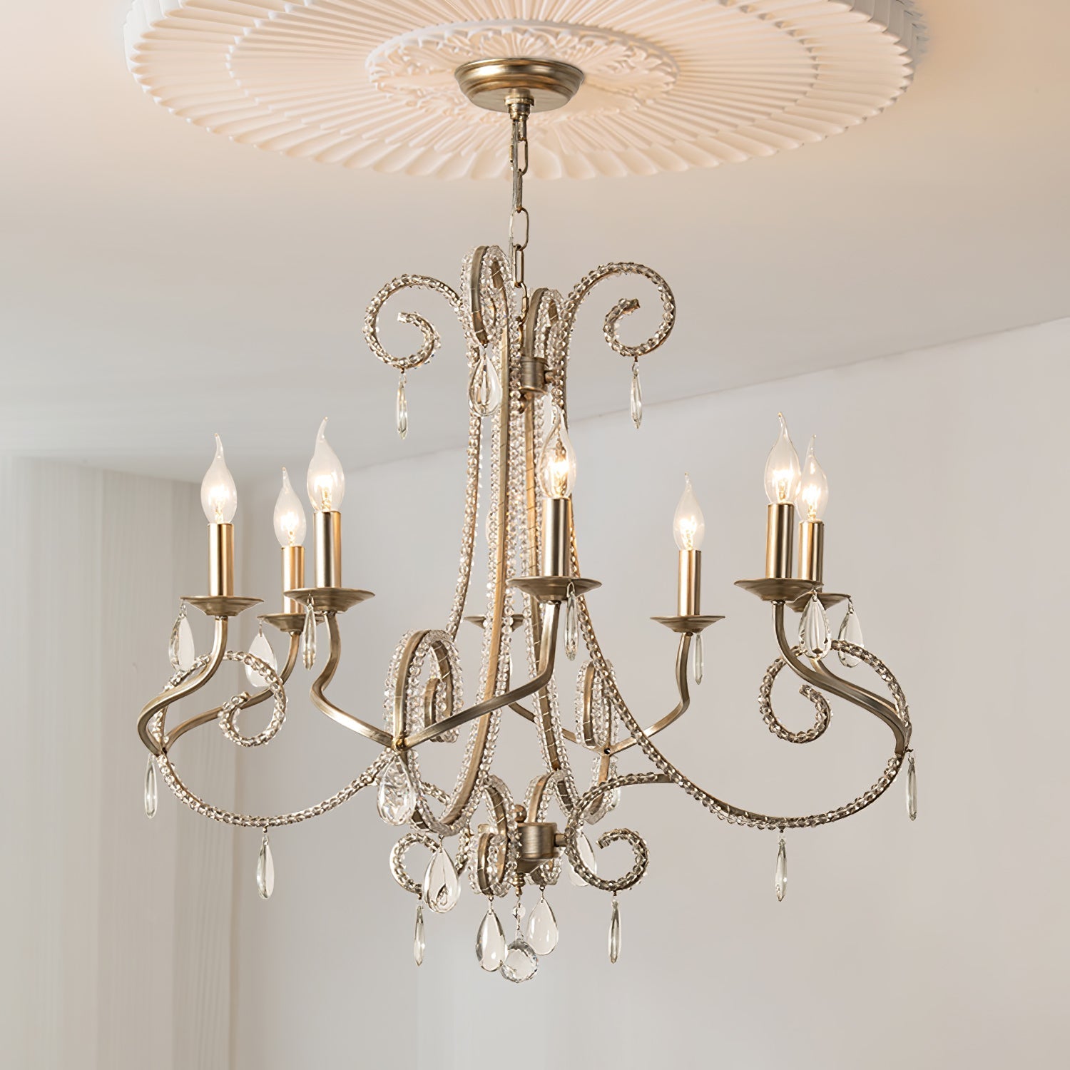 Elysara Crystal Candle Chandelier-Neutral Decor