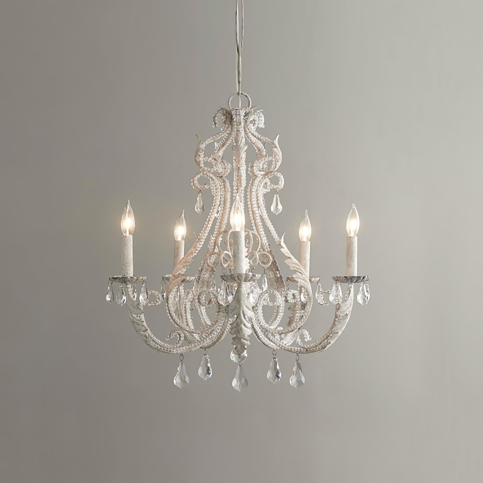 Yuna Pendant Lamp Candle Holder Crystal Beads-Neutral Decor