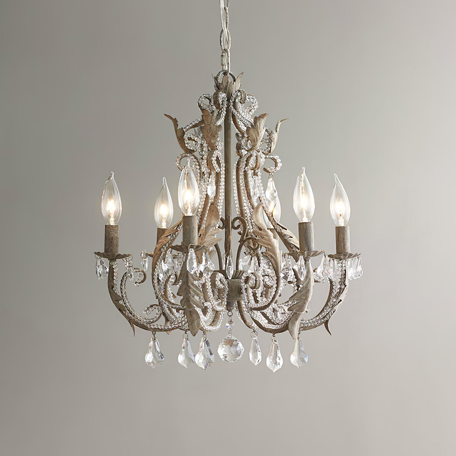 Yuna Pendant Lamp Candle Holder Crystal Beads-Neutral Decor