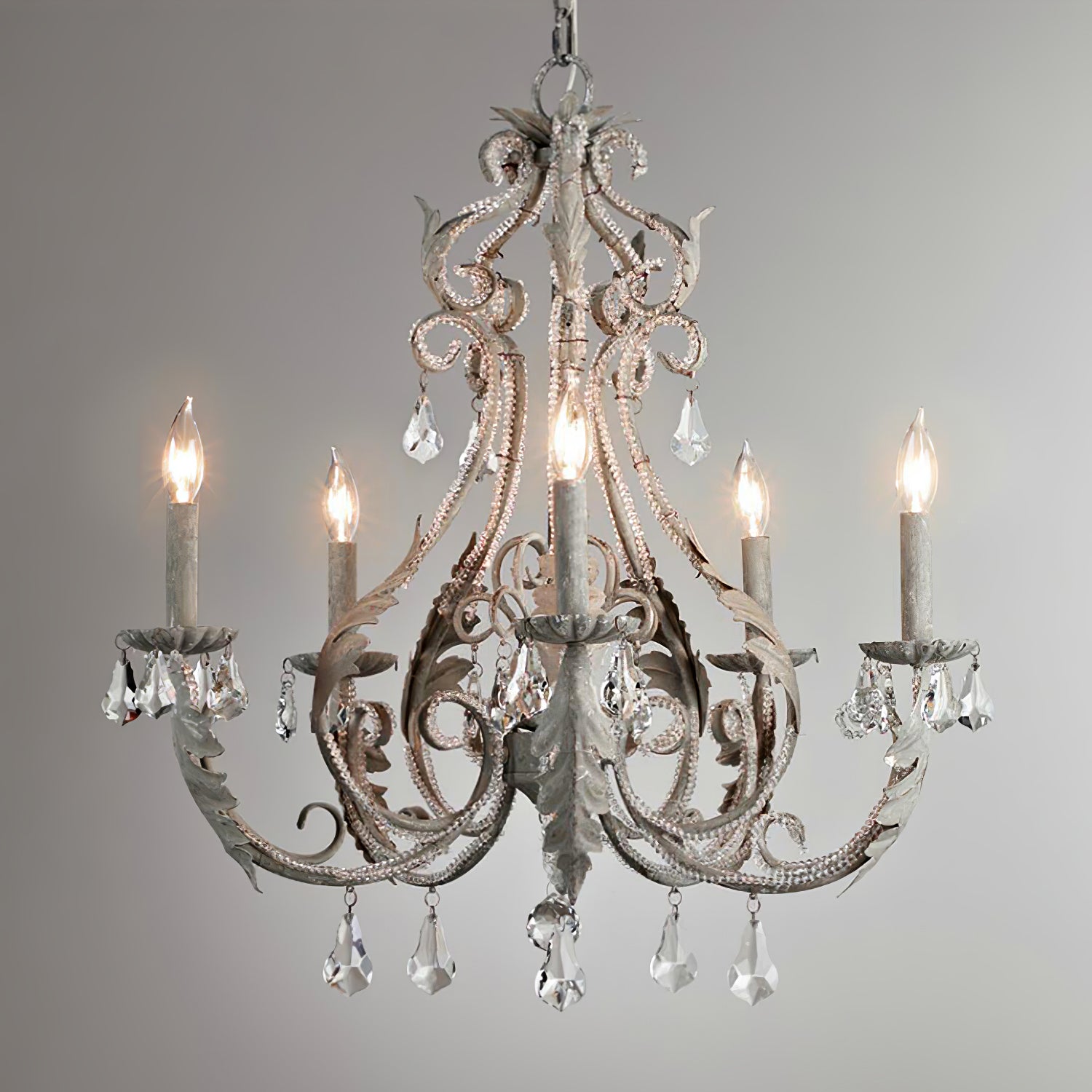 Yuna Pendant Lamp Candle Holder Crystal Beads-Neutral Decor