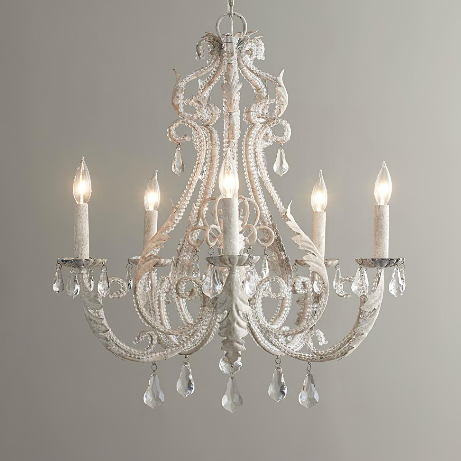 Yuna Pendant Lamp Candle Holder Crystal Beads-Neutral Decor