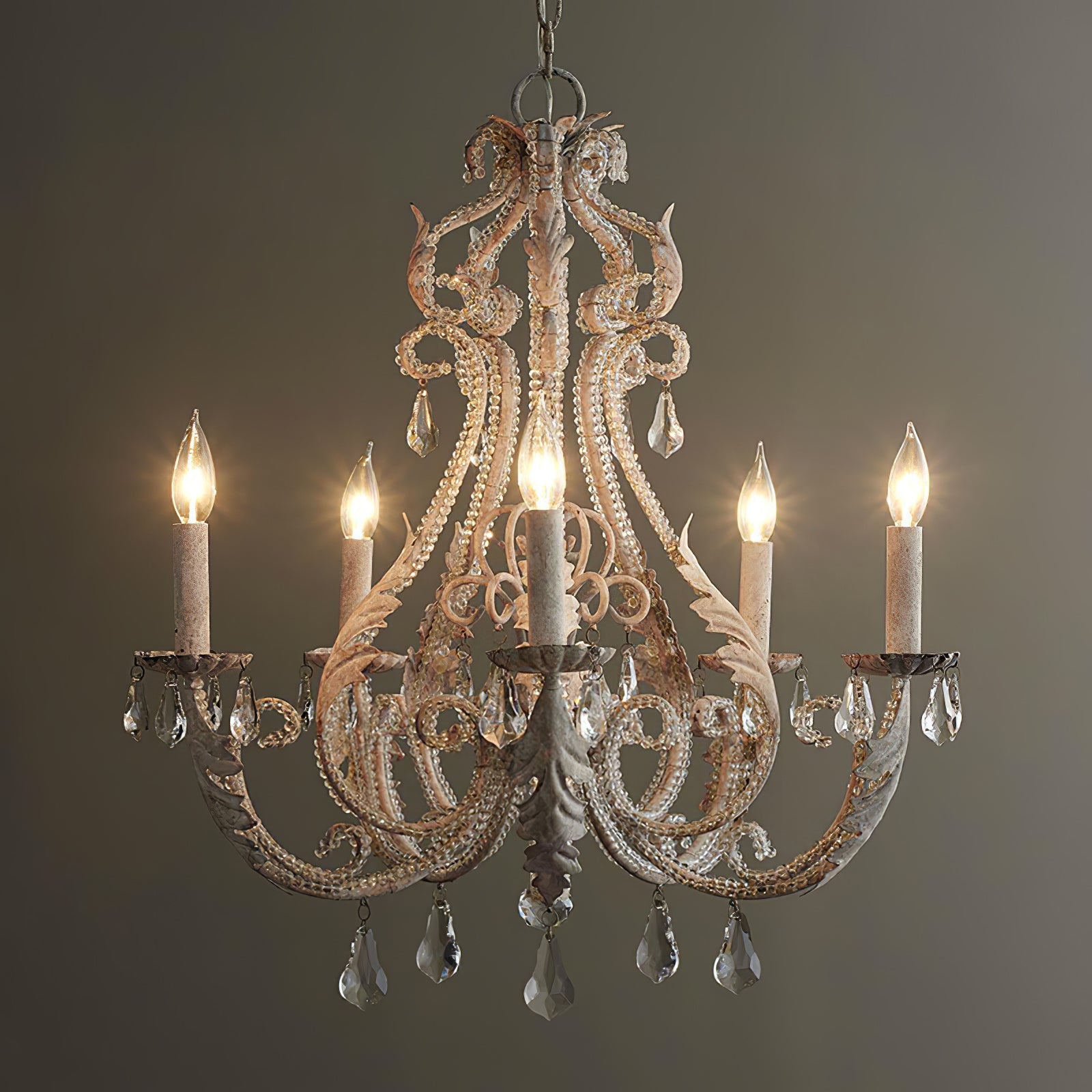 Yuna Pendant Lamp Candle Holder Crystal Beads-Neutral Decor