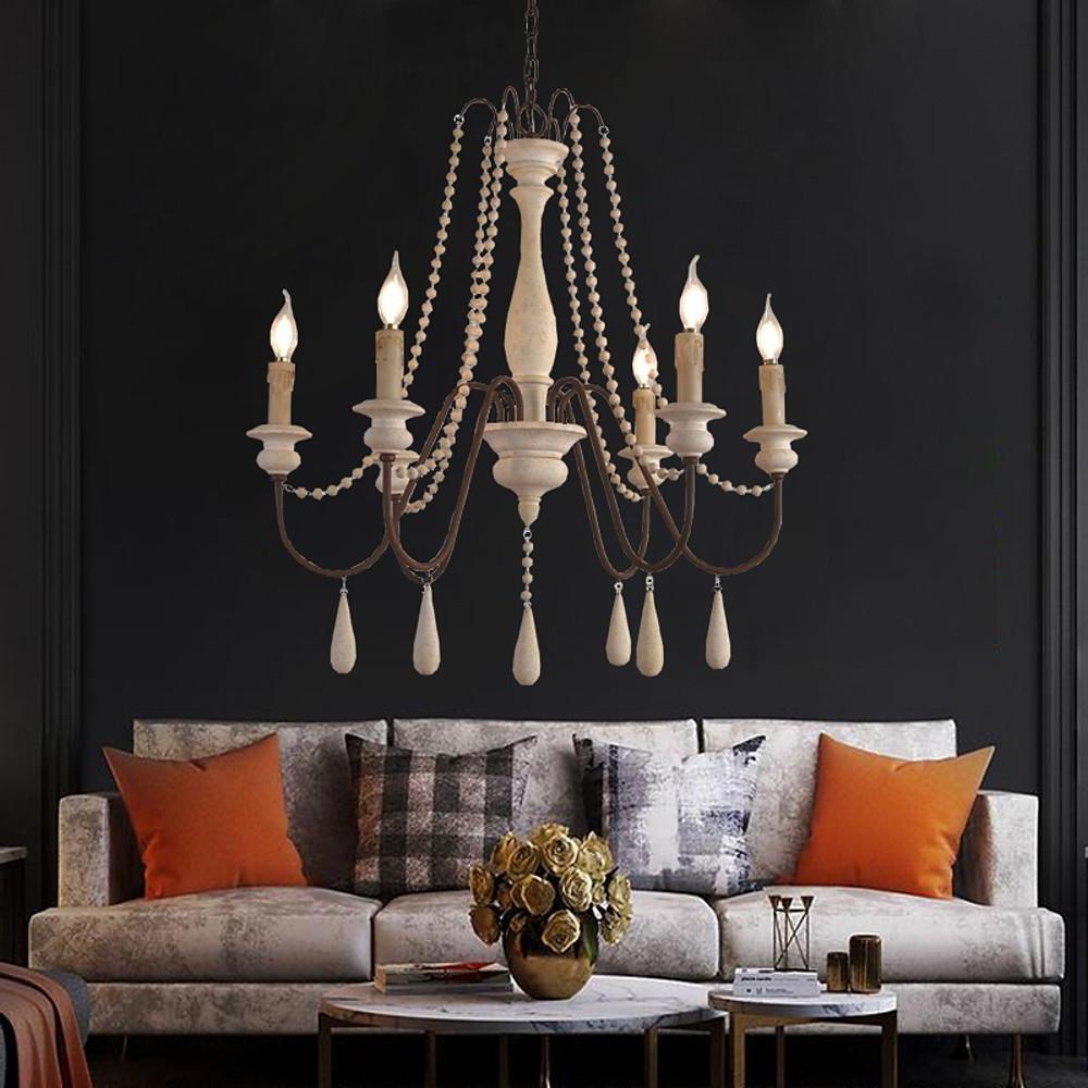 Komino Chandelier Candle Scroll Arm Rustic-Neutral Decor